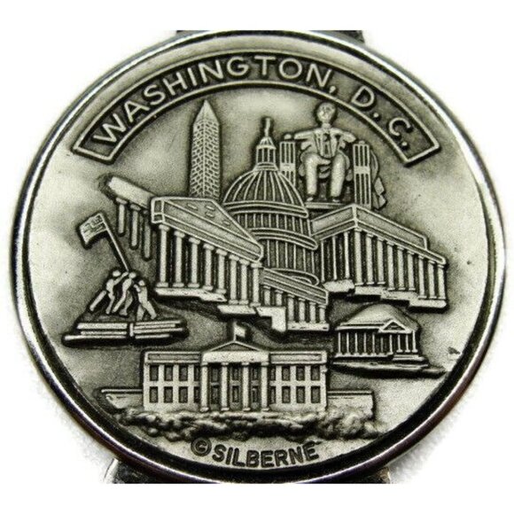 Washington DC Silberne Money Clip Vintage Pewter White House Capitol Cash Holder - Picture 1 of 7
